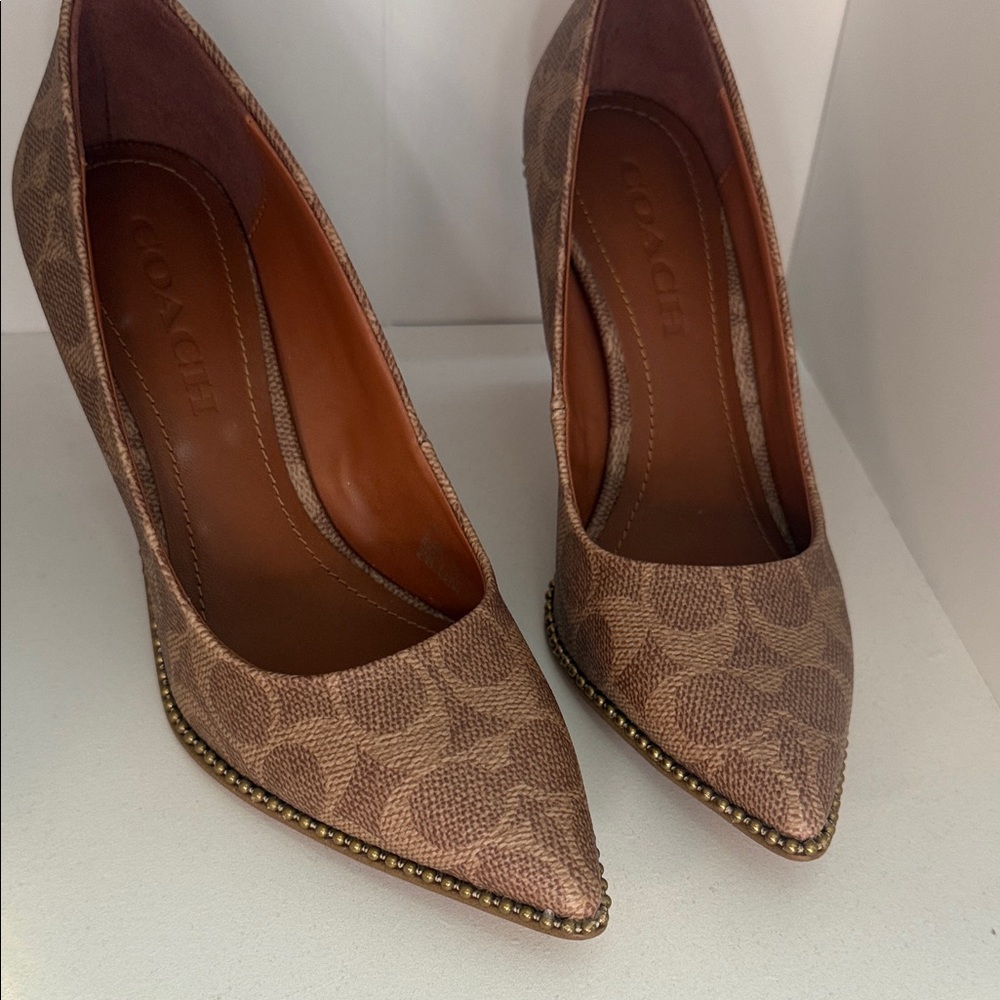 Coach Tan Patterned Women's Heels